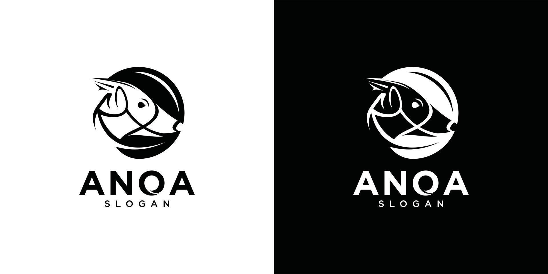 Anoa animal logo design template vector