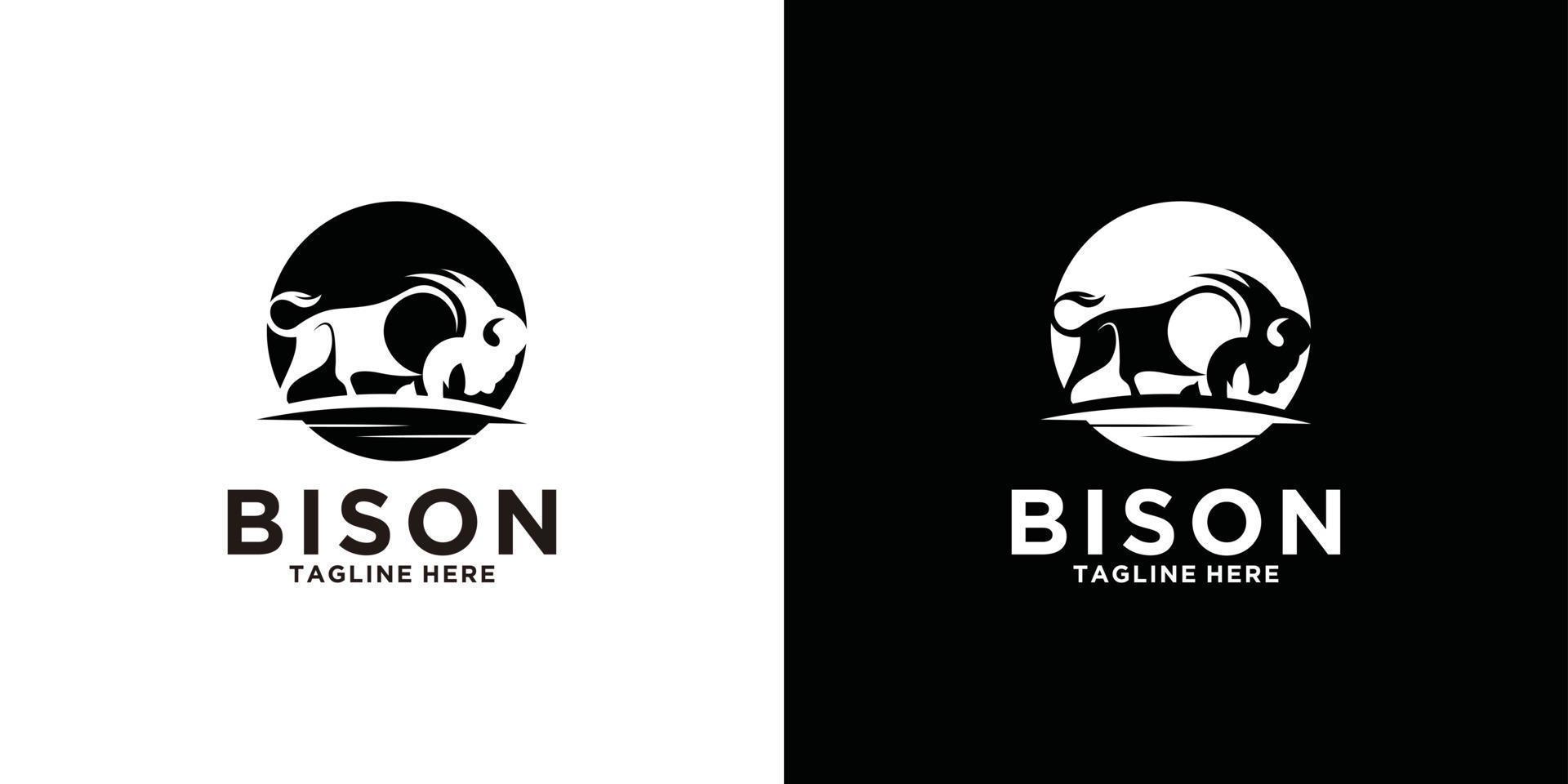 bison logo design animal icon vector illustration