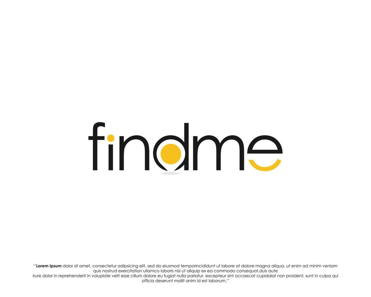 FINDME Word logo with a magnifying pin icon vector