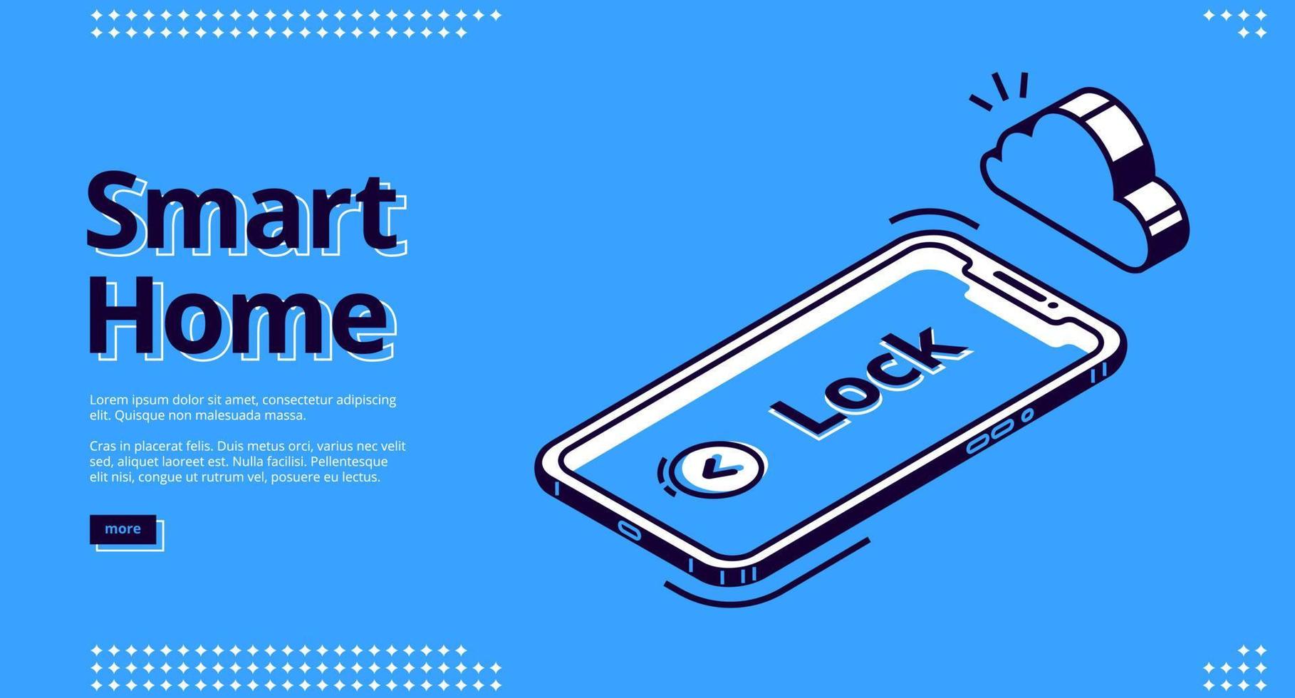 Landing page of smart home key, mobile phone icon vector