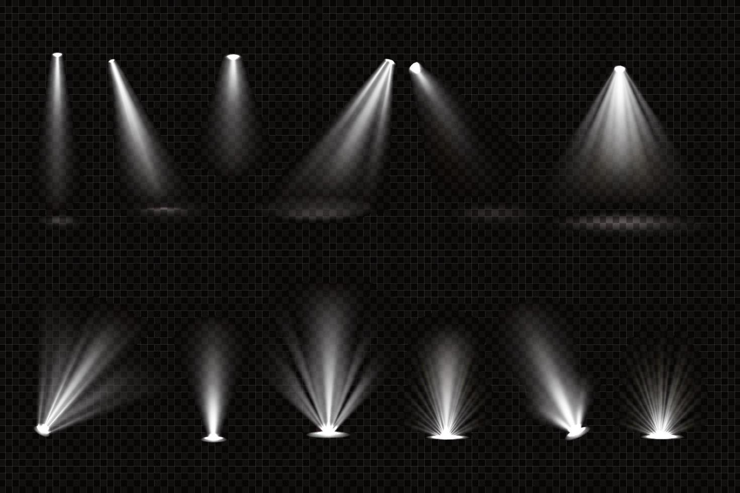 Light beams from spotlights and floor projectors vector
