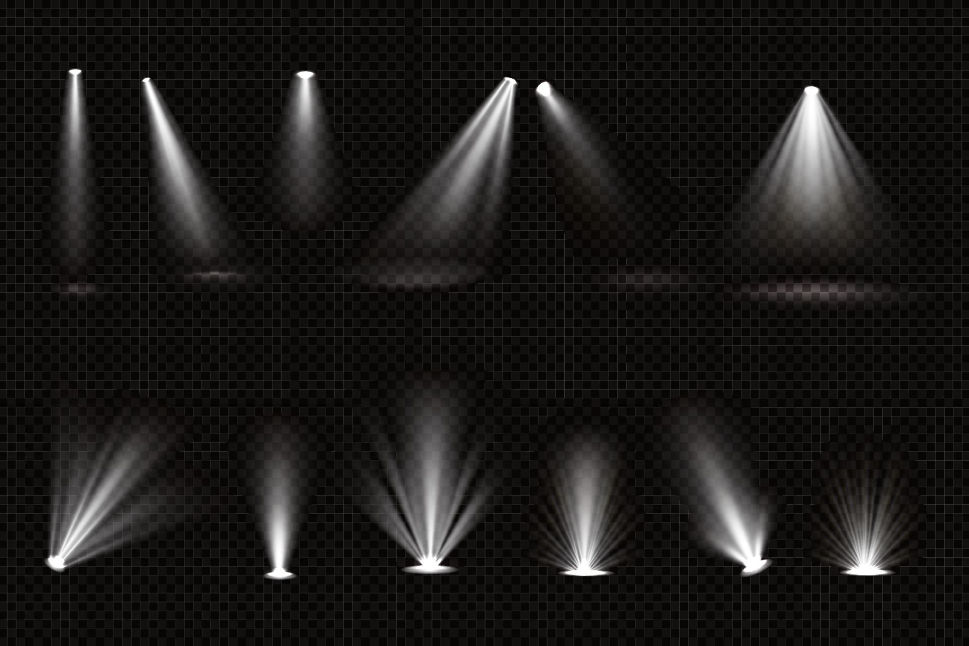 Light beams from spotlights and floor projectors 15369723 Vector Art at
