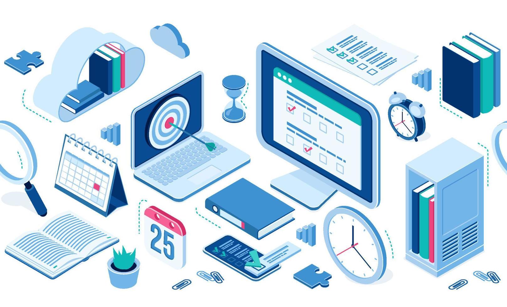Isometric icons infographics elements for web site vector