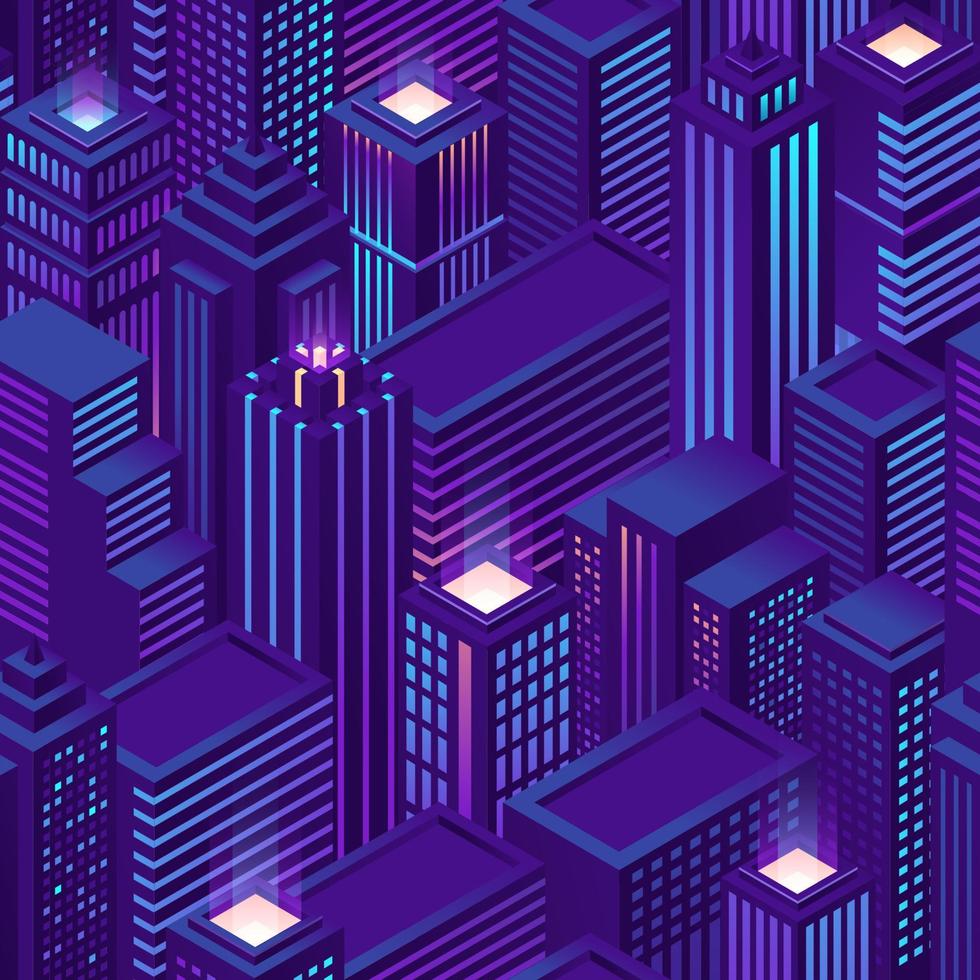 Seamless pattern isometric city with skyscrapers vector