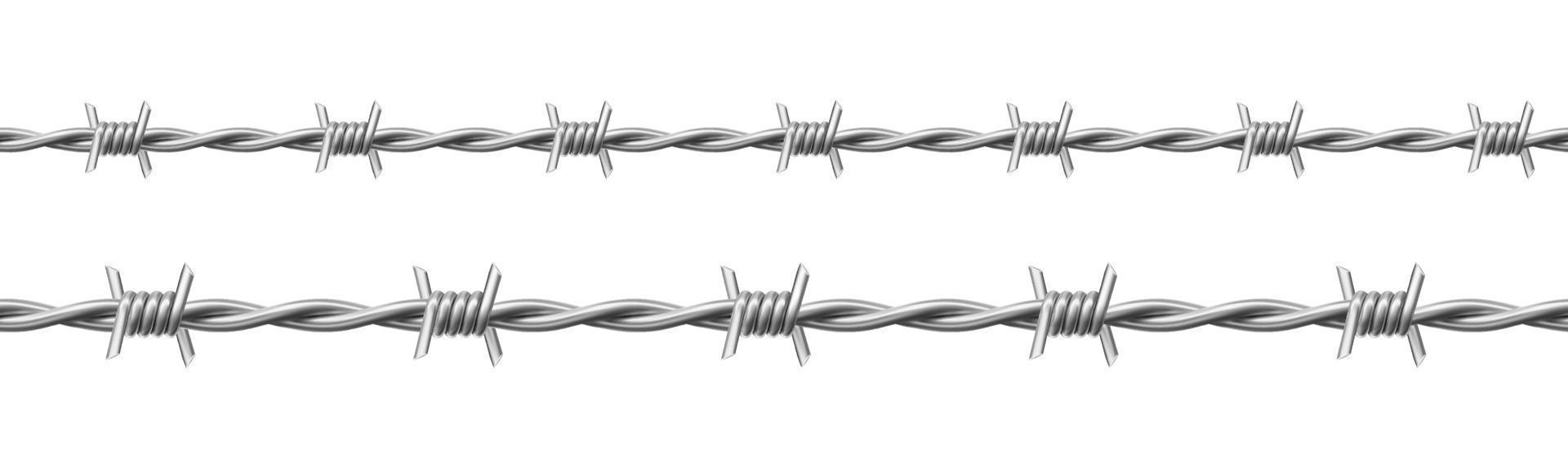 Steel barbwire set, twisted wire with barbs vector