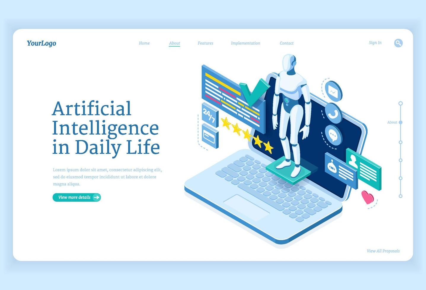 Artificial intelligence in daily life banner vector