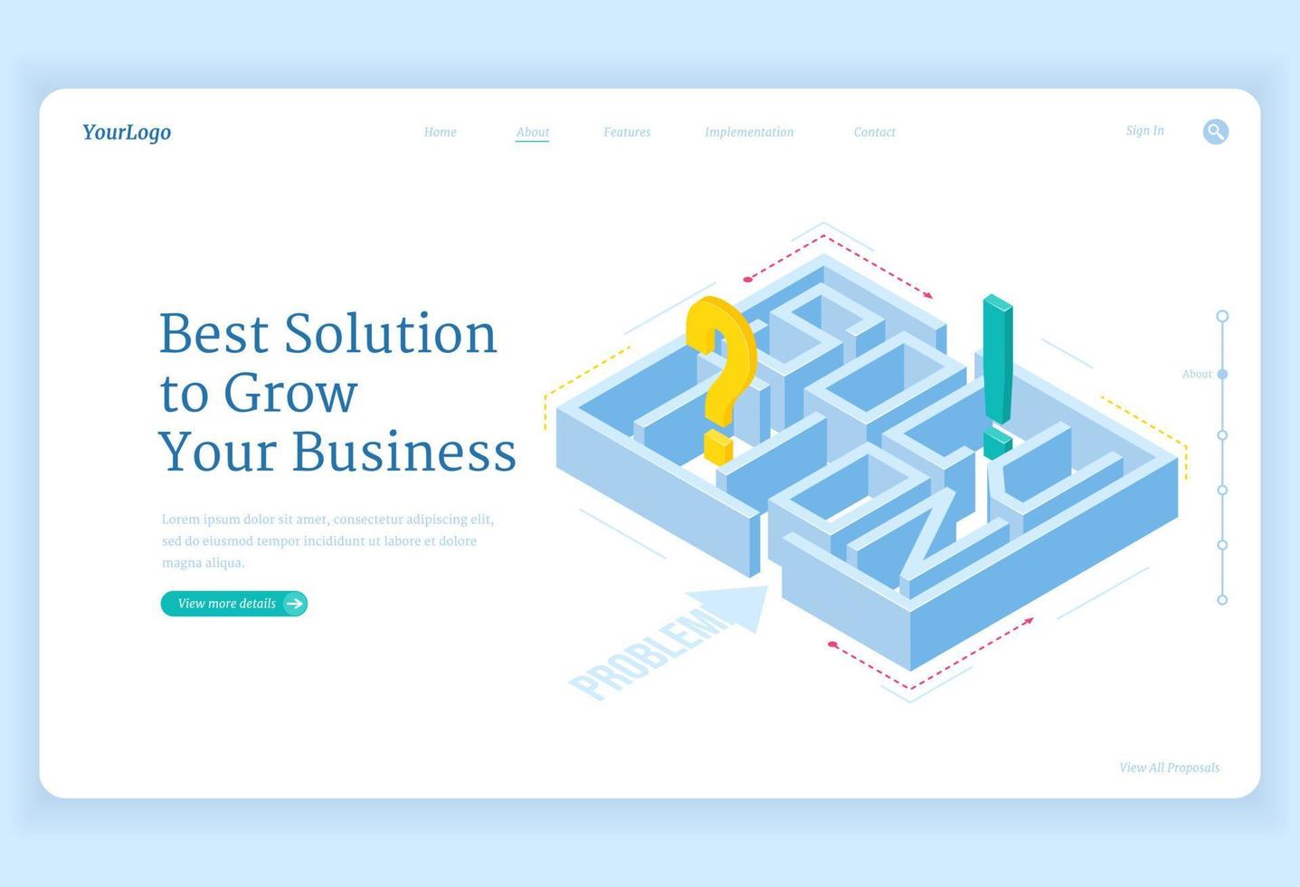 Best solutions for business grow isometric landing vector