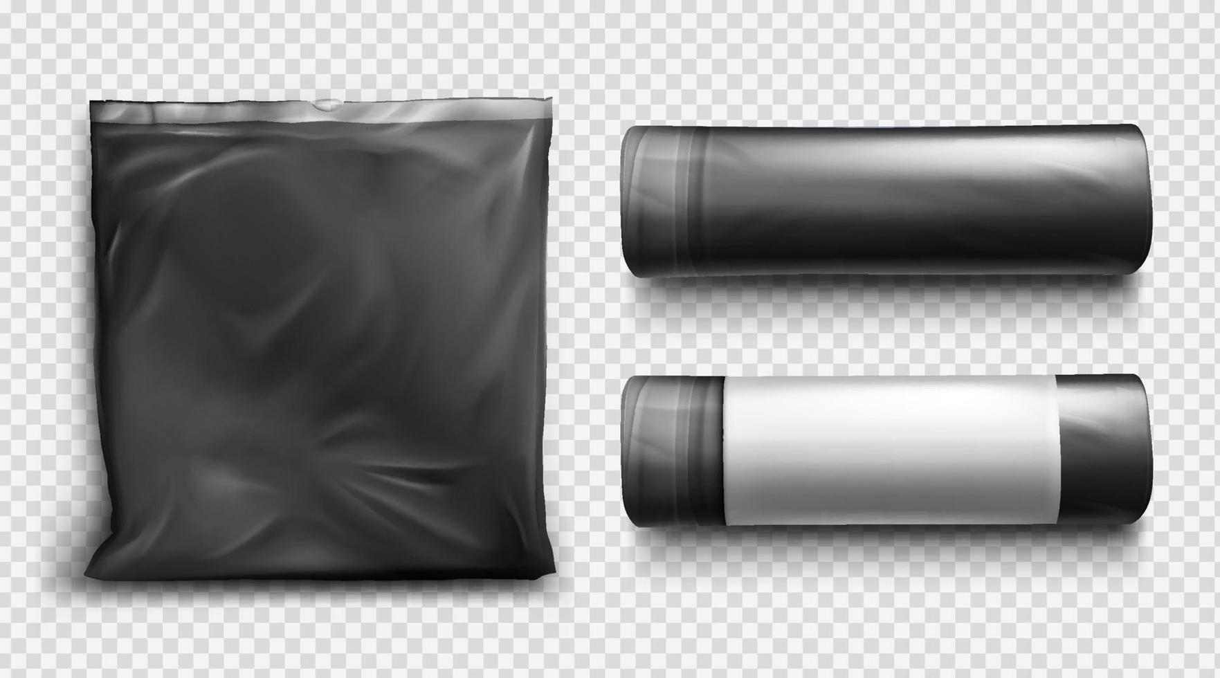 Black plastic bag for trash and garbage vector