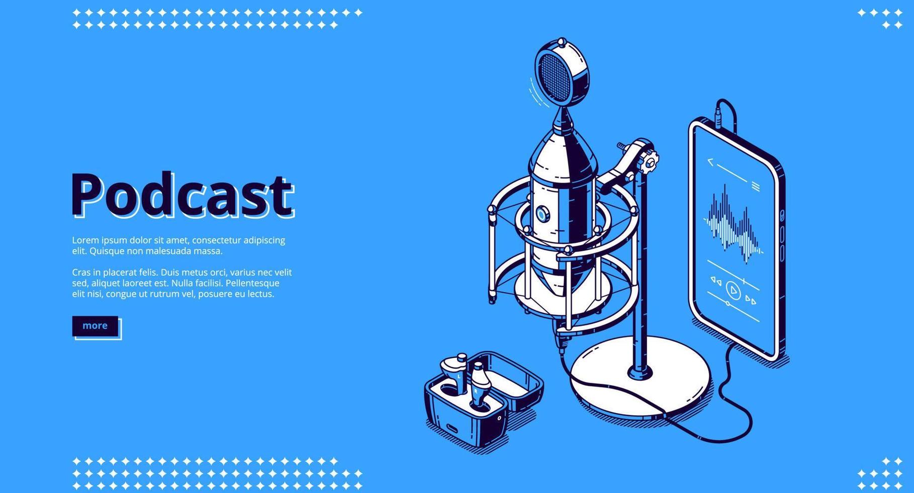 Vector banner of podcast and broadcasting