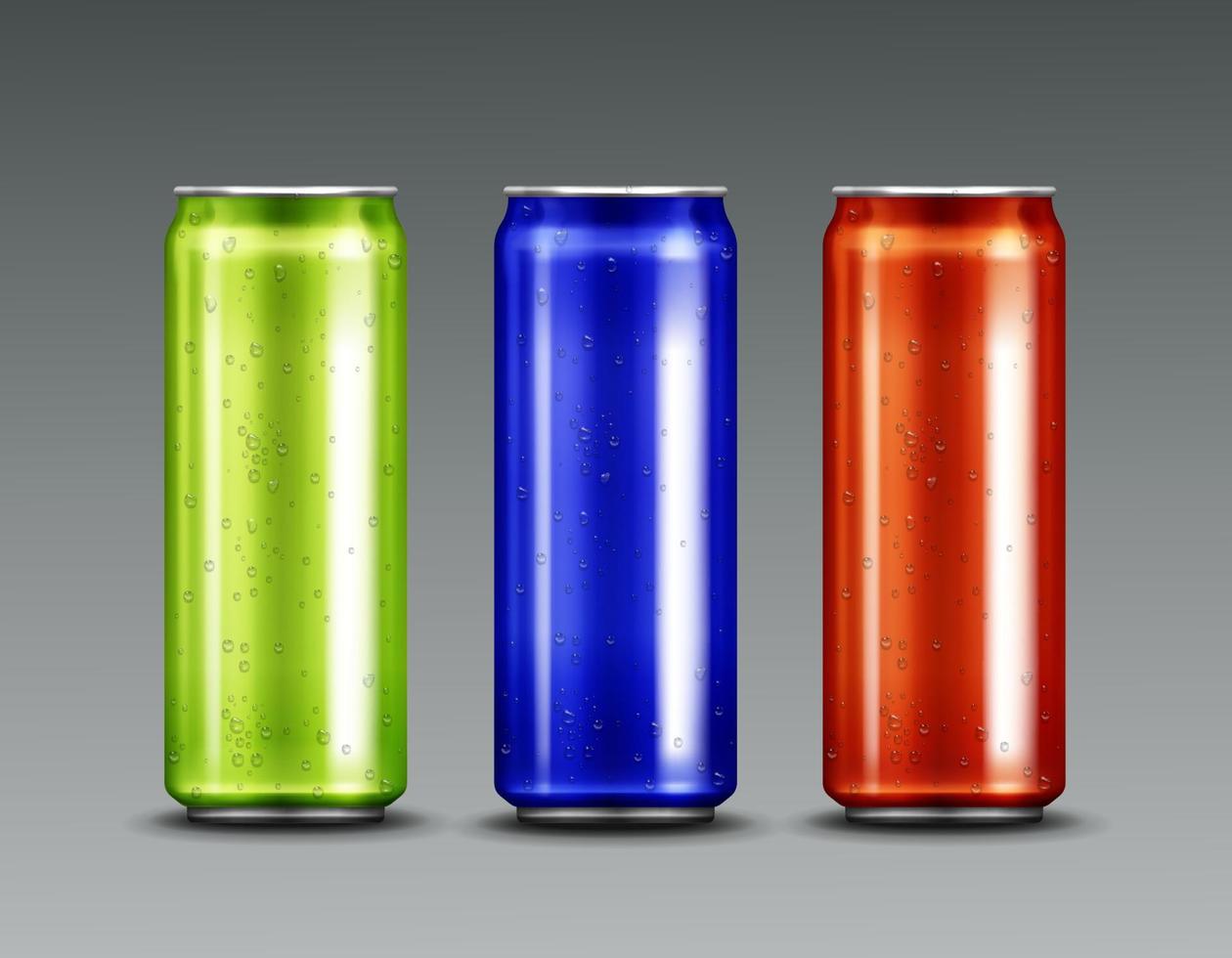 Aluminium cans with cold soda or beer vector