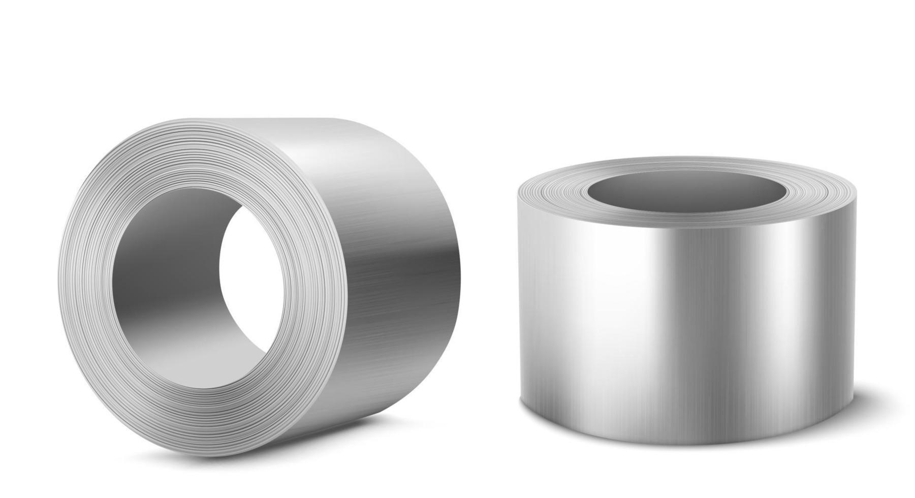 Steel rolls, heavy industry business production vector