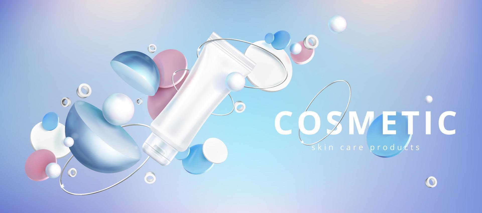 Skin care cosmetic with holographic background vector
