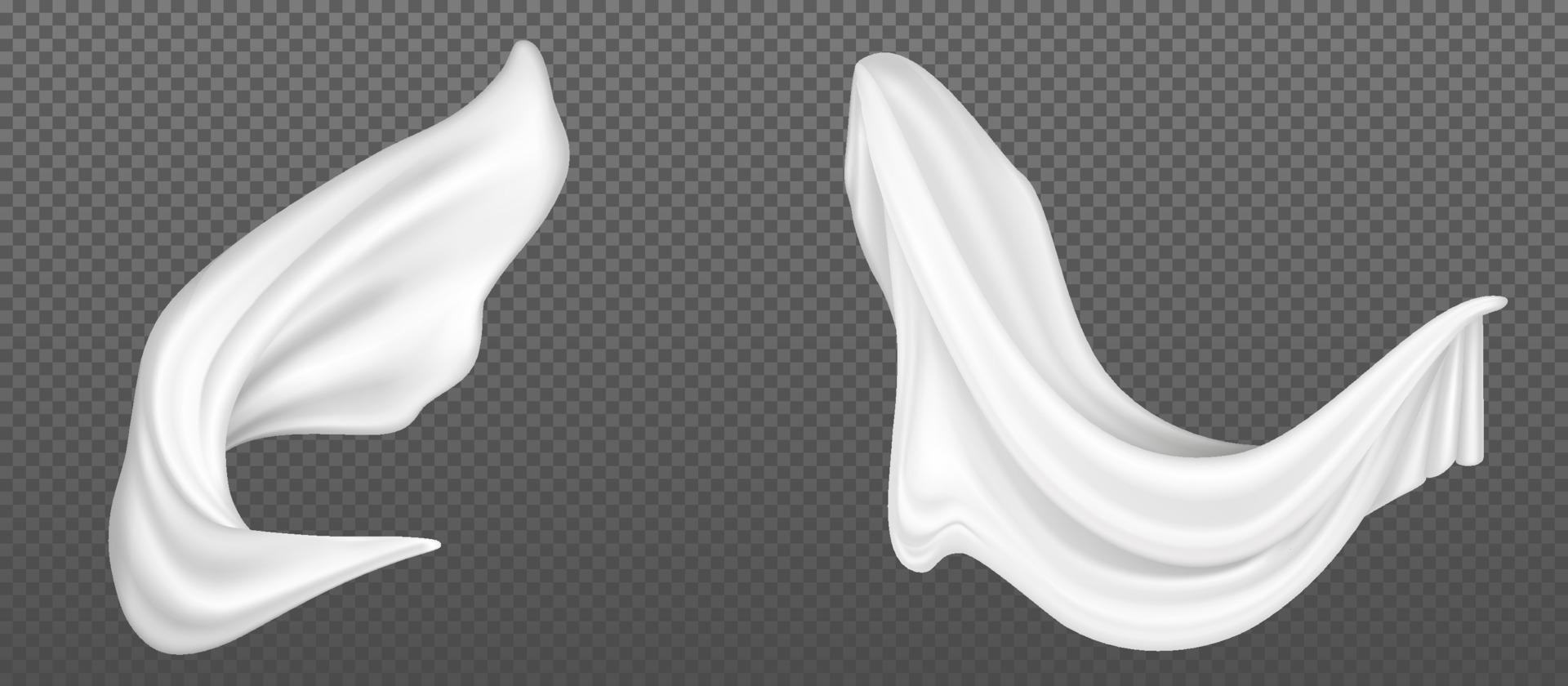 Vector realistic flying white silk fabric
