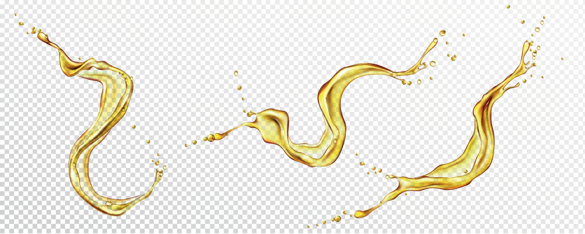 Oil, orange or lemon juice splashes, yellow drink vector