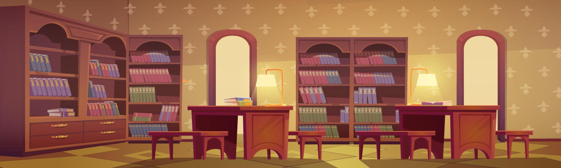 Library interior empty room for books reading vector