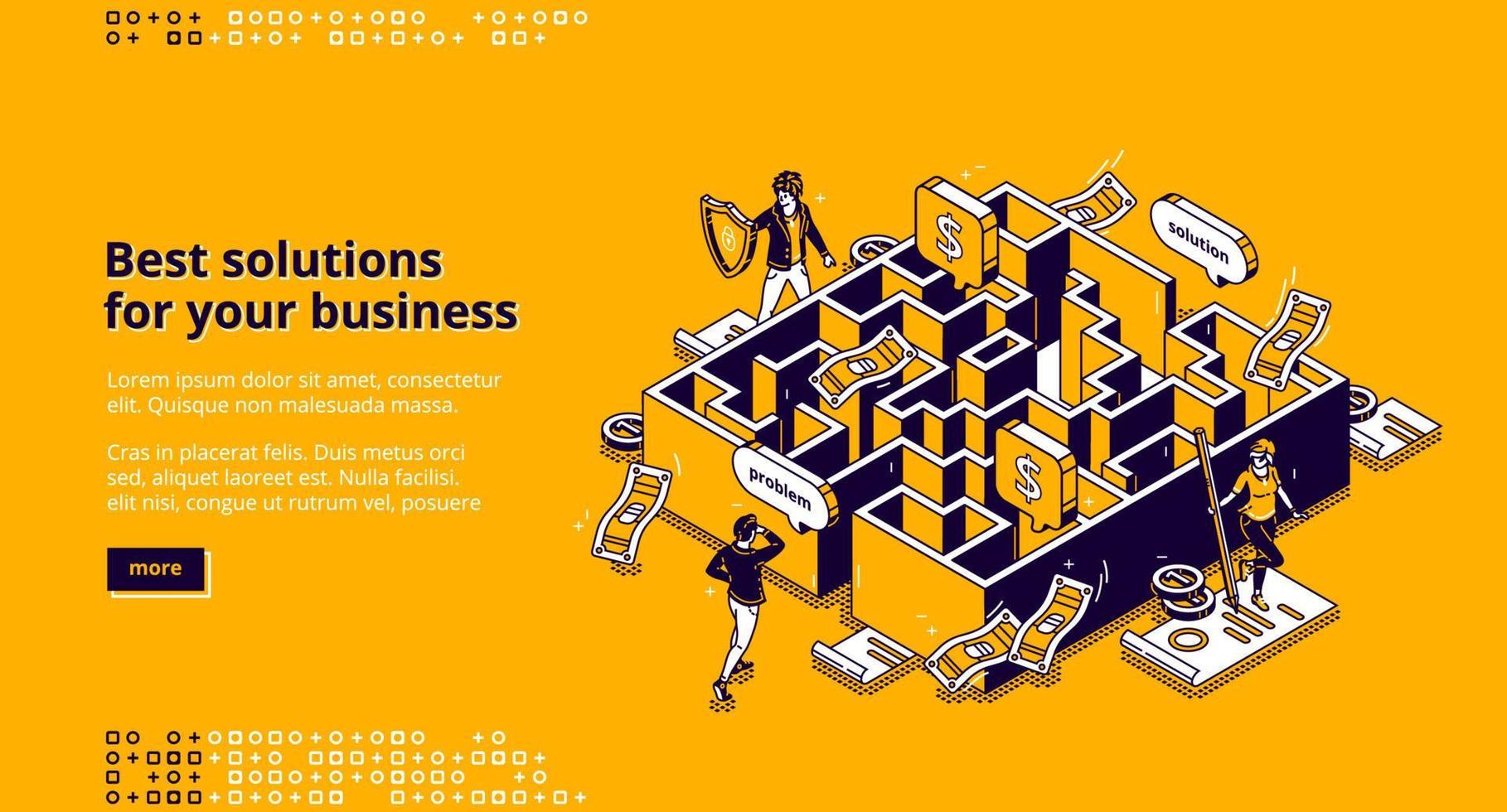 Best business solutions isometric landing page vector