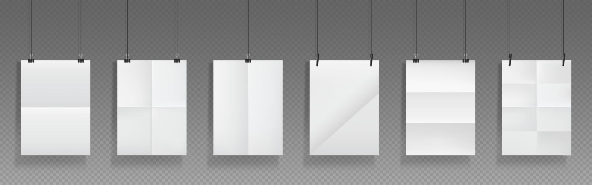 carteles en blanco doblados, hojas de papel blanco vector