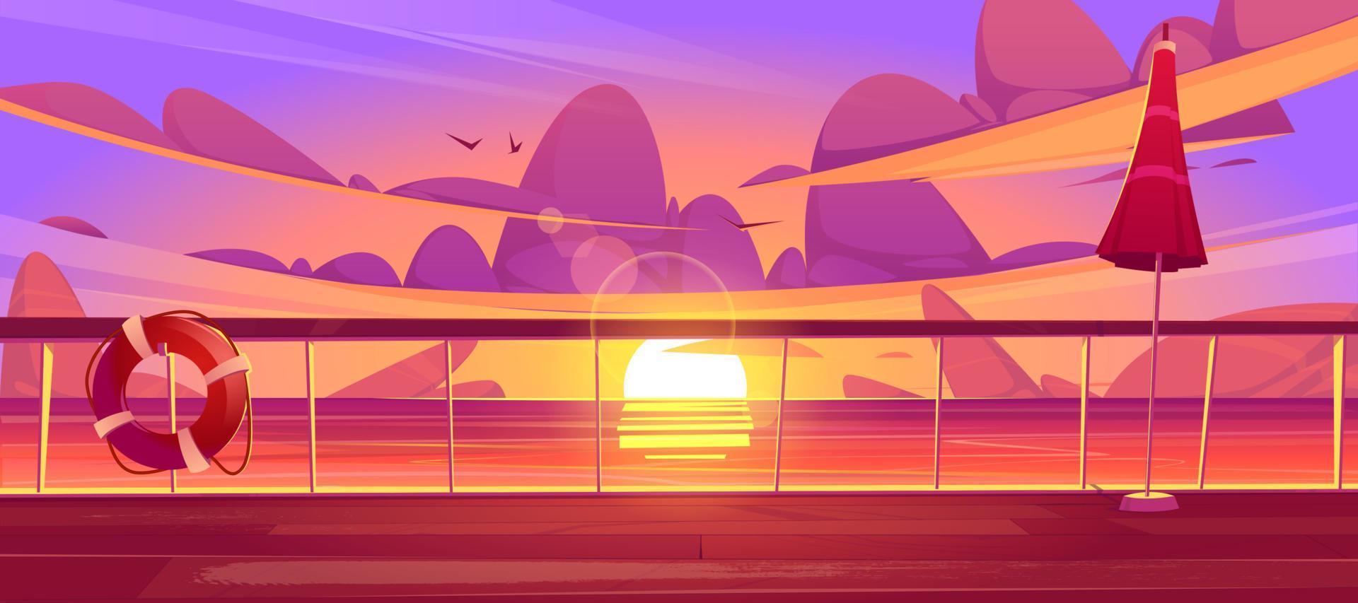 Cruise liner deck or quay on dusk seascape view vector