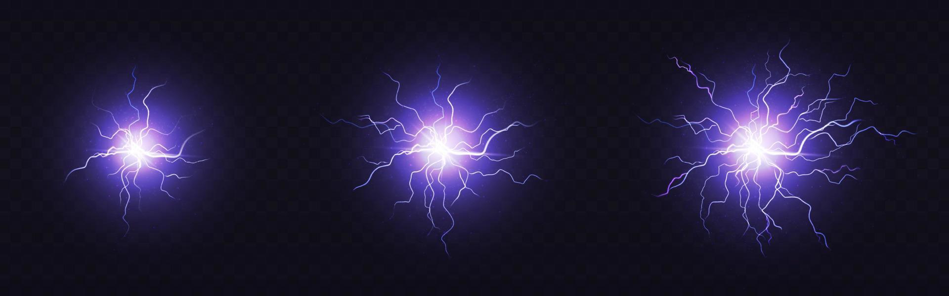 Electric ball, round lightning, blue thunderbolt vector