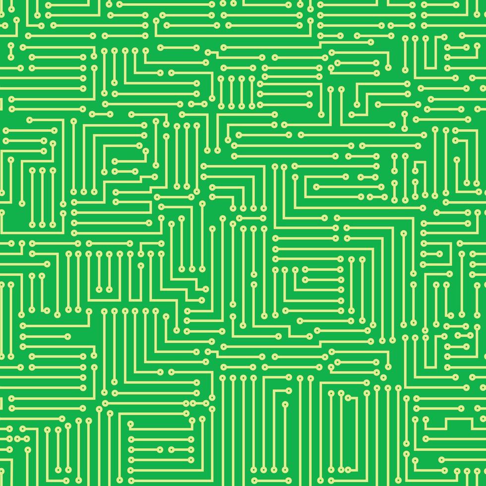 Pattern with a microcircuit on a green background. vector