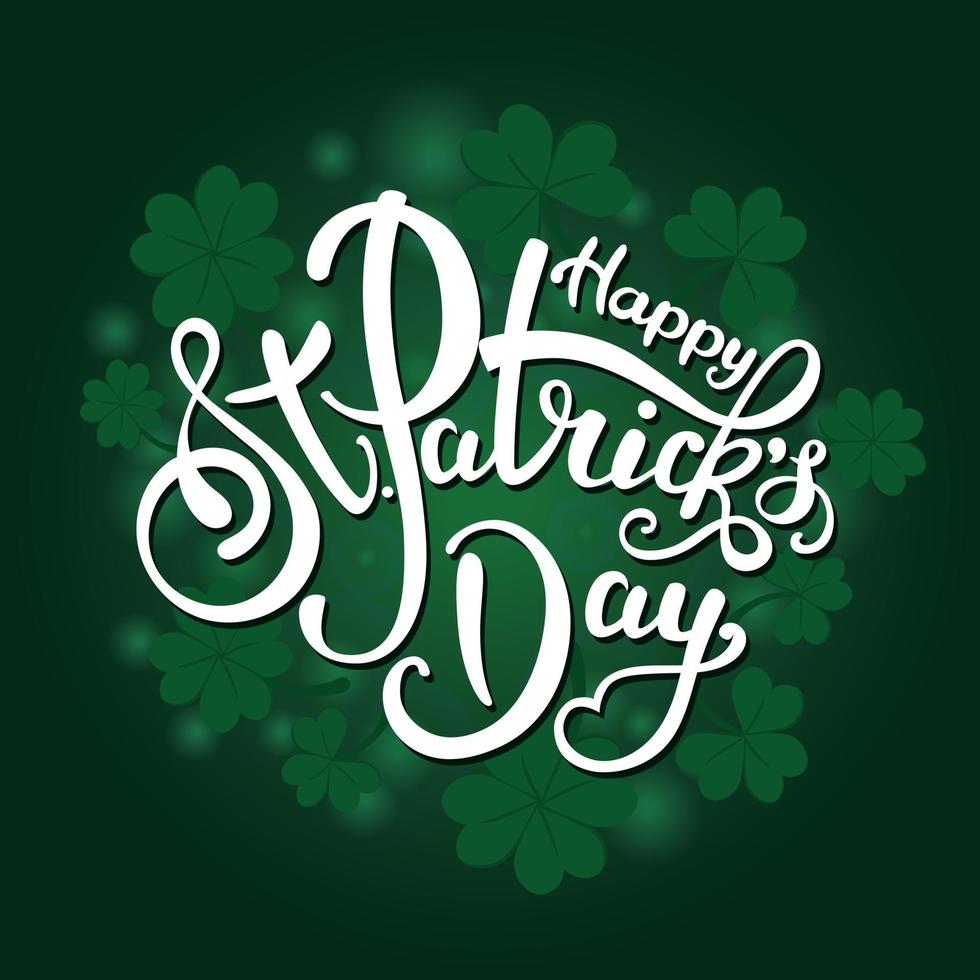 Beautiful lettering on a green background. St. Patrick's Day. vector