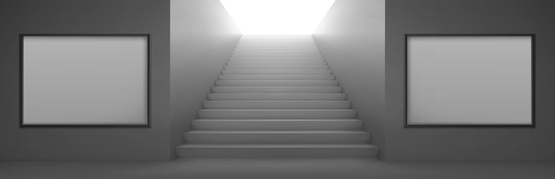 3d stairs going to light, empty white LCD screens vector