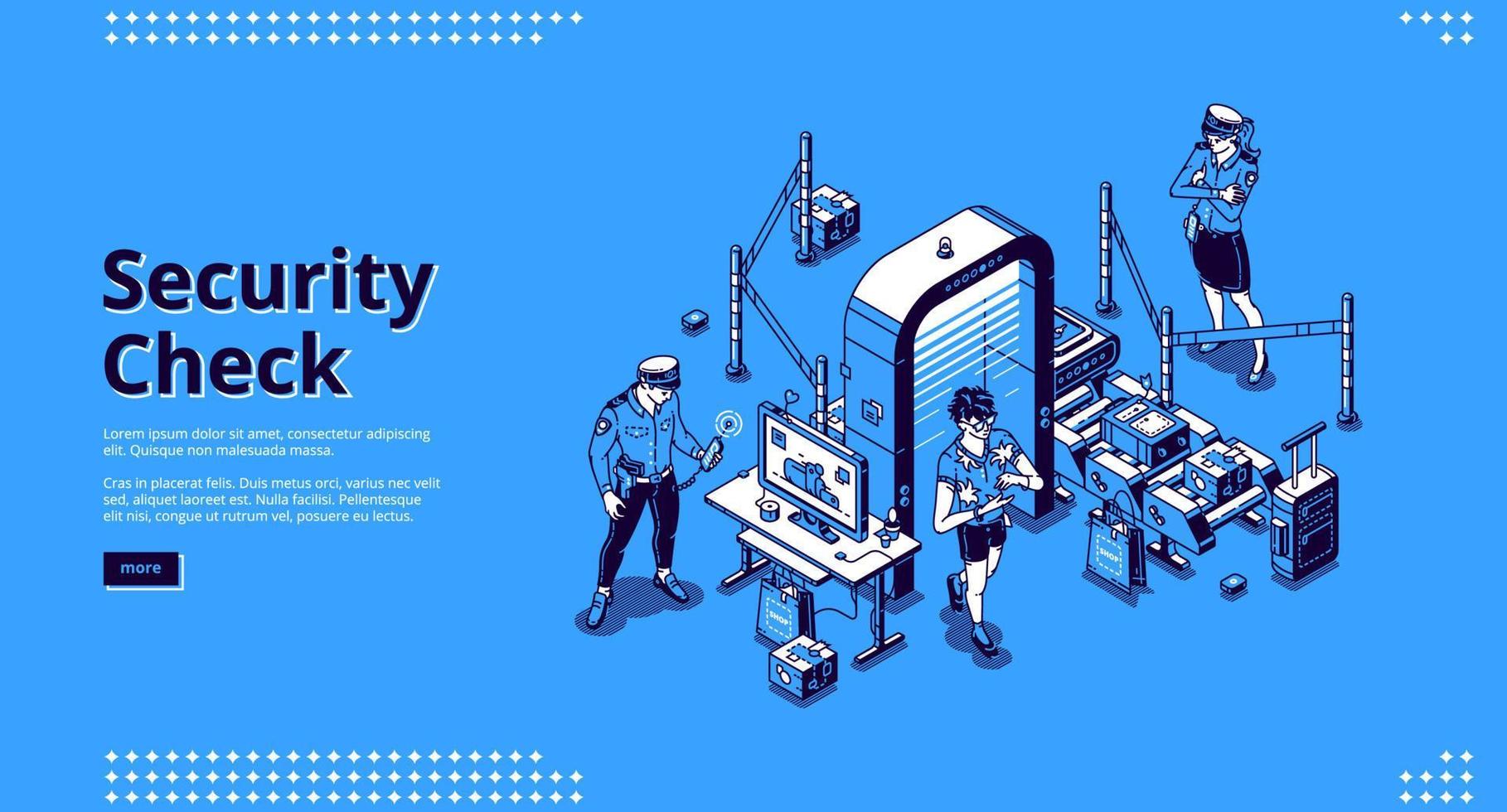 Security check control in airport terminal vector