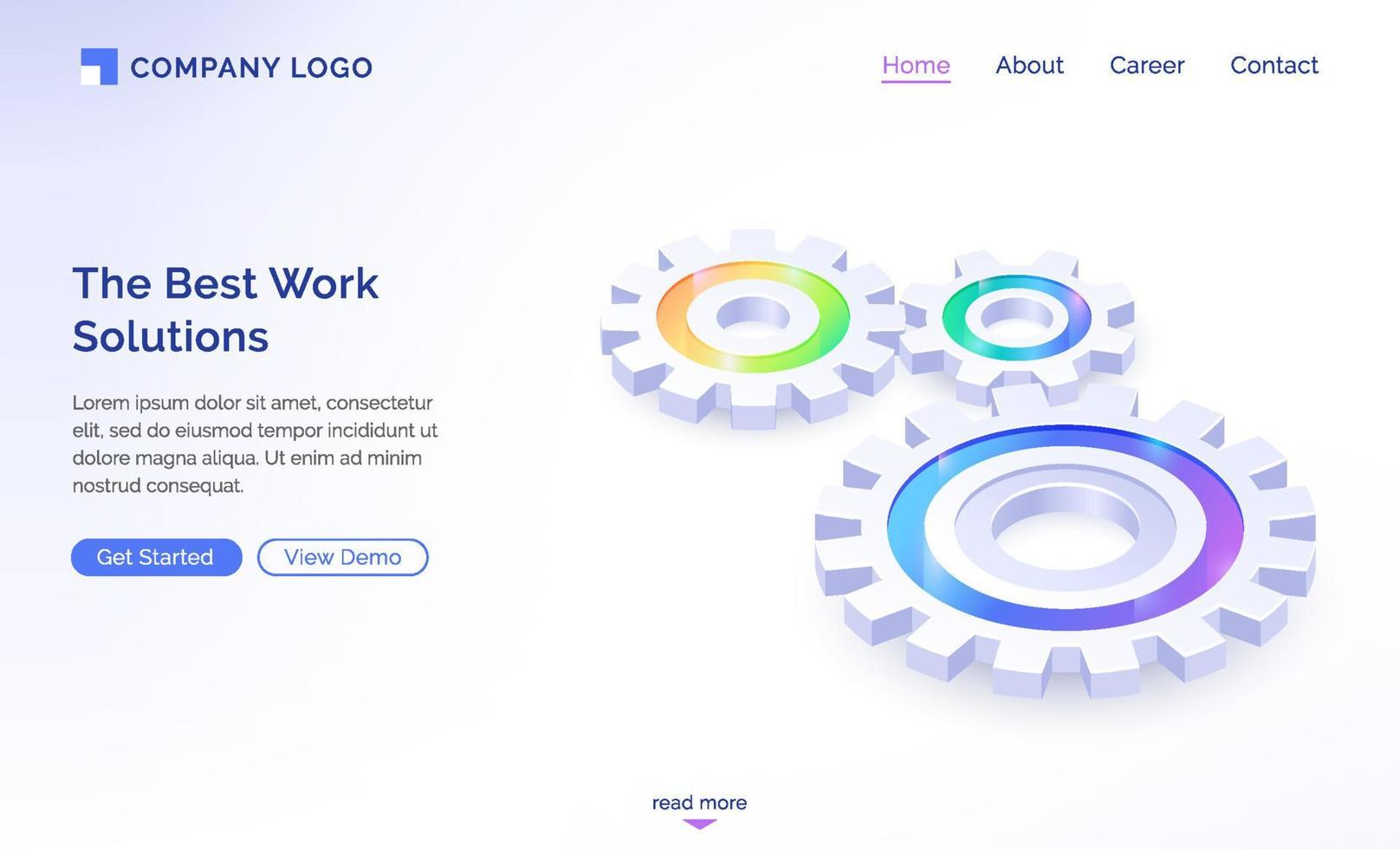 The best work solutions isometric landing page vector