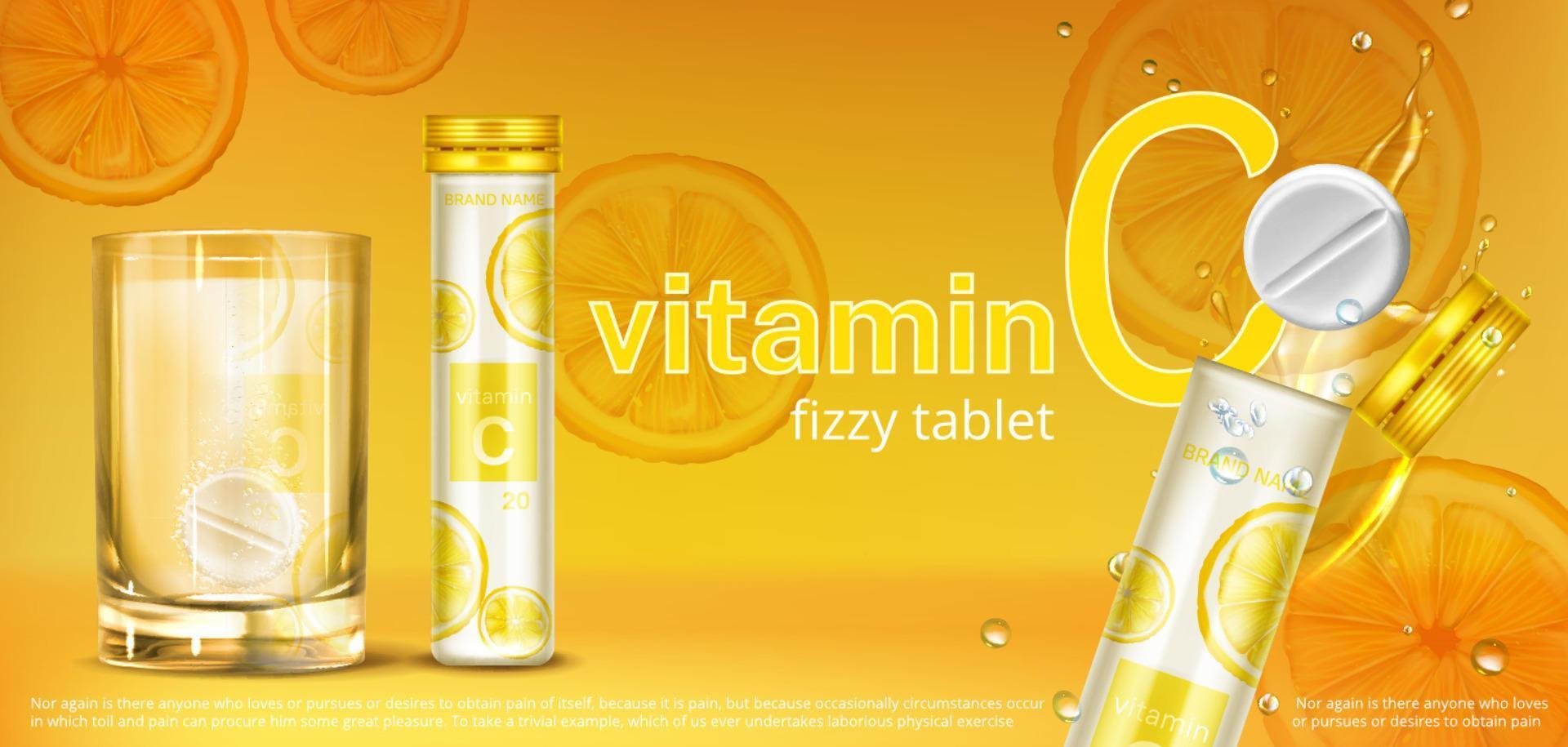 Effervescent soluble tablet with vitamin C vector