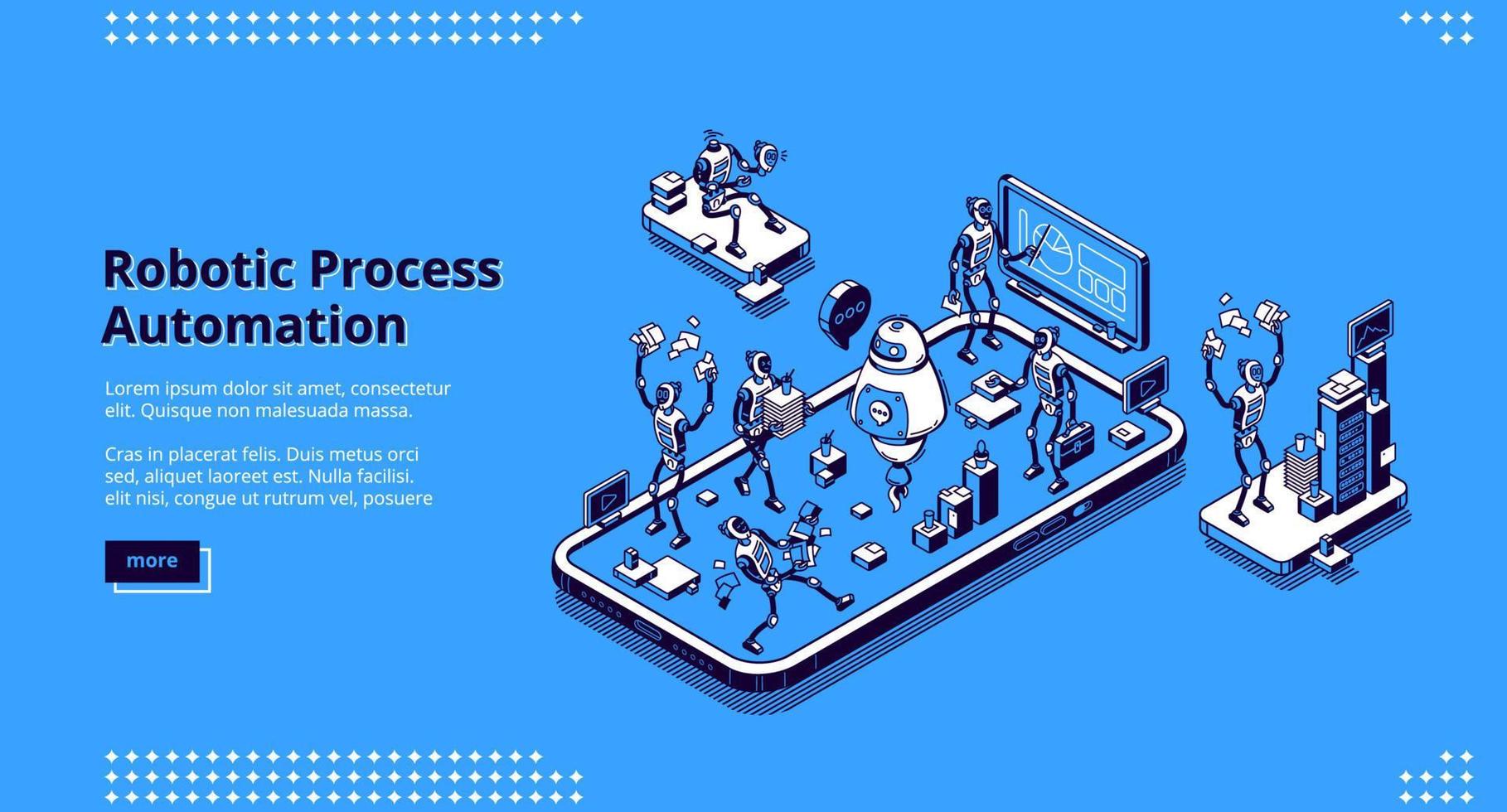 Vector landing page of robotic process automation