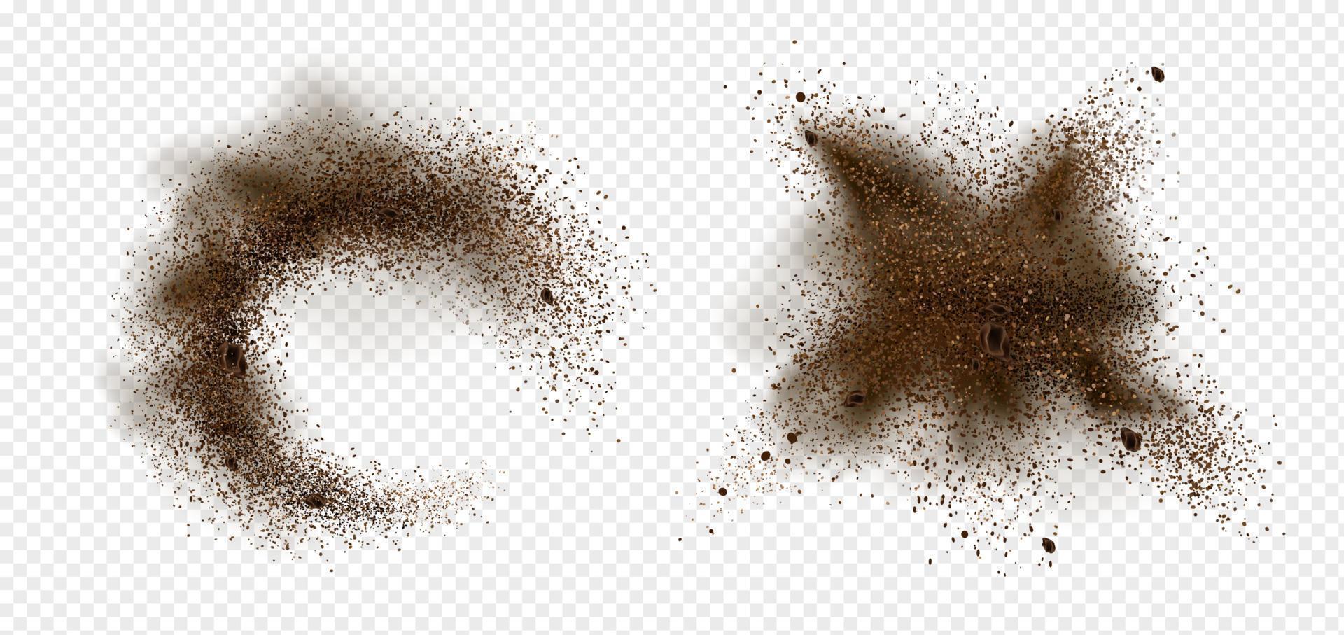 Explosion of coffee bean and powder splash vector