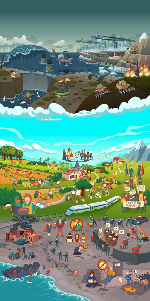Global crisis, ecology pollution and save nature vector