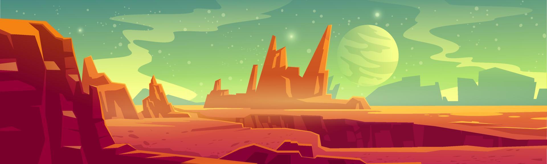 paisaje de planeta alienígena, superficie de marte vector