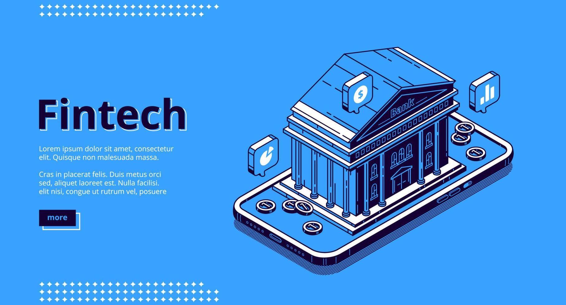 Landing page of financial technologies, fintech vector