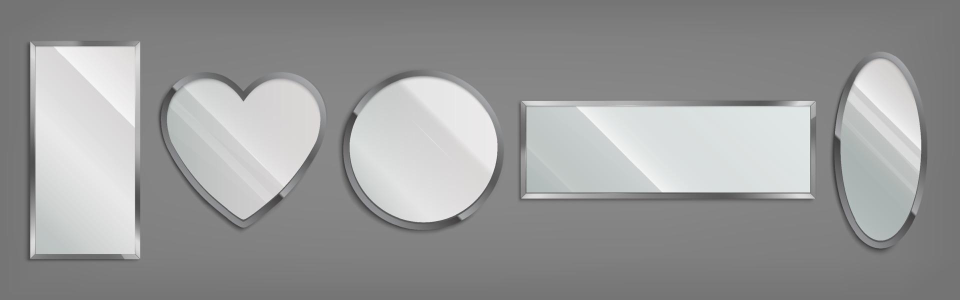 espejos en marco de metal diferentes formas vector