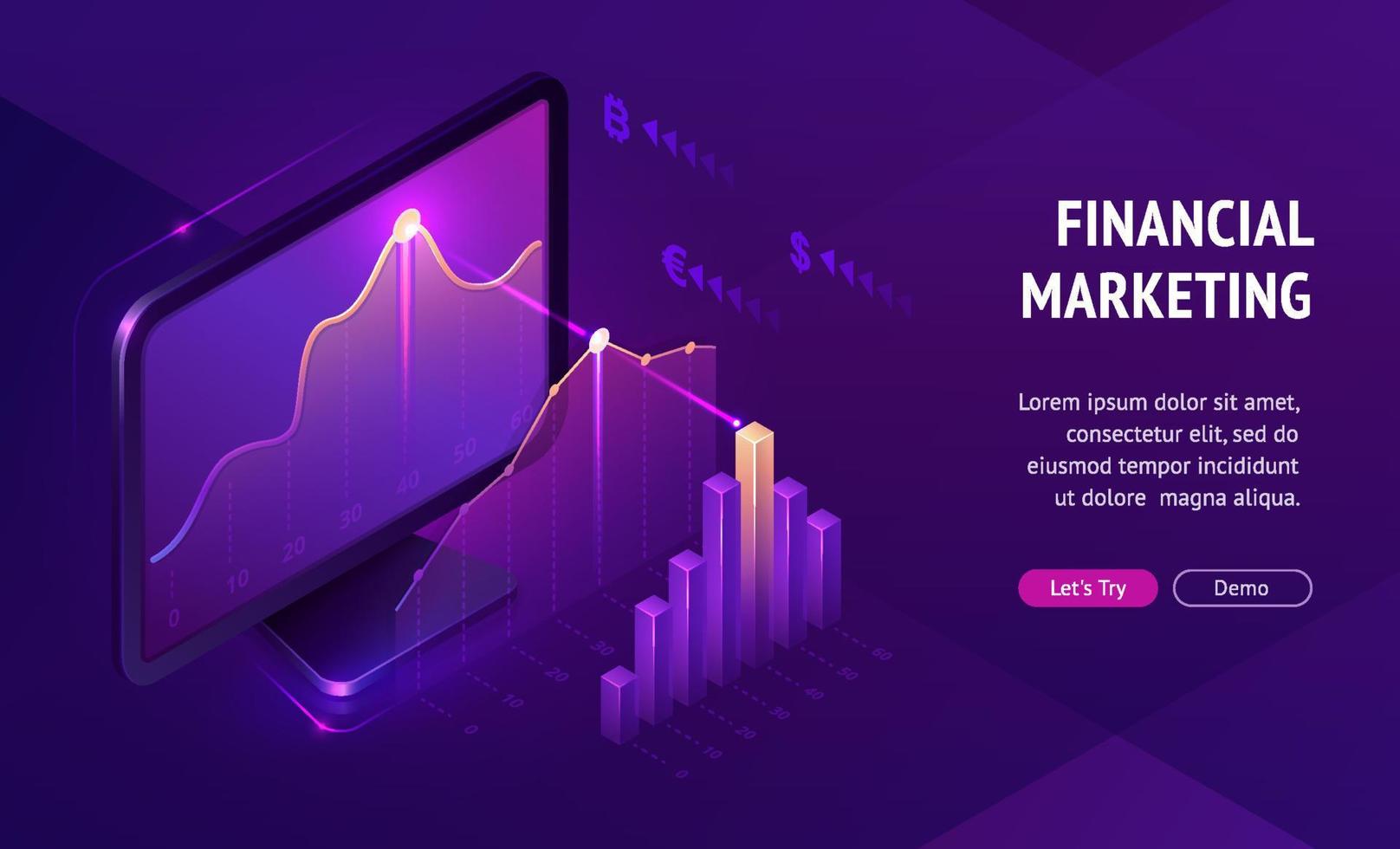 Financial marketing isometric landing page banner vector