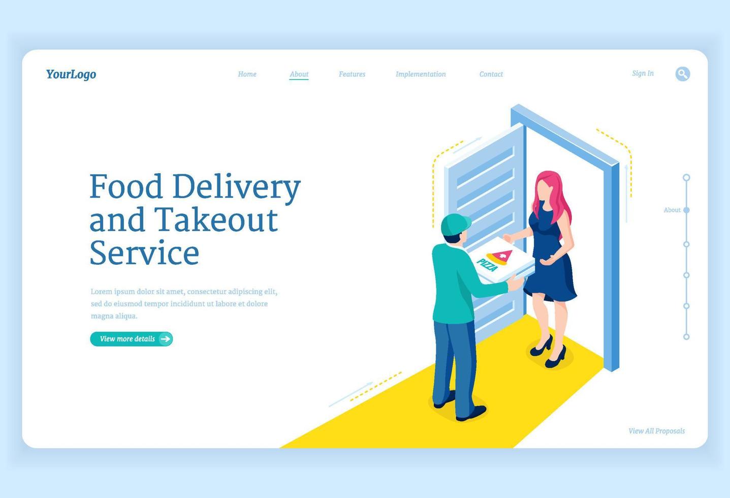 Banner of food delivery and takeout service vector