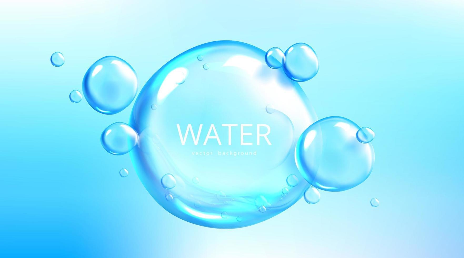 fondo de agua, esferas de burbujas de aire en agua azul vector