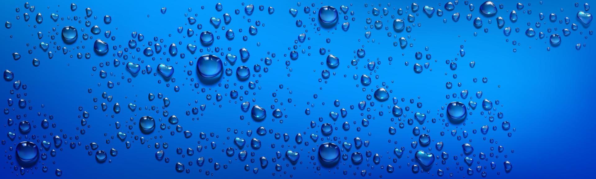 Blue background with clear water droplets vector