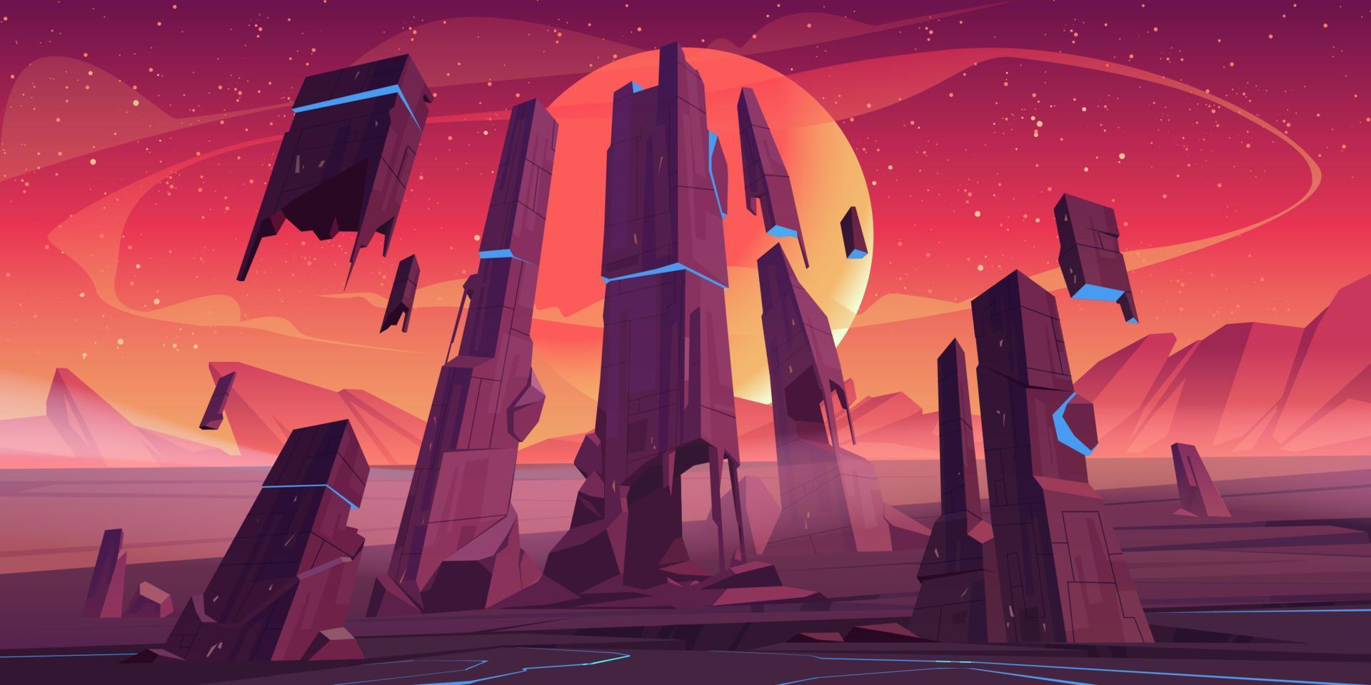 Futuristic landscape of alien planet with rocks vector