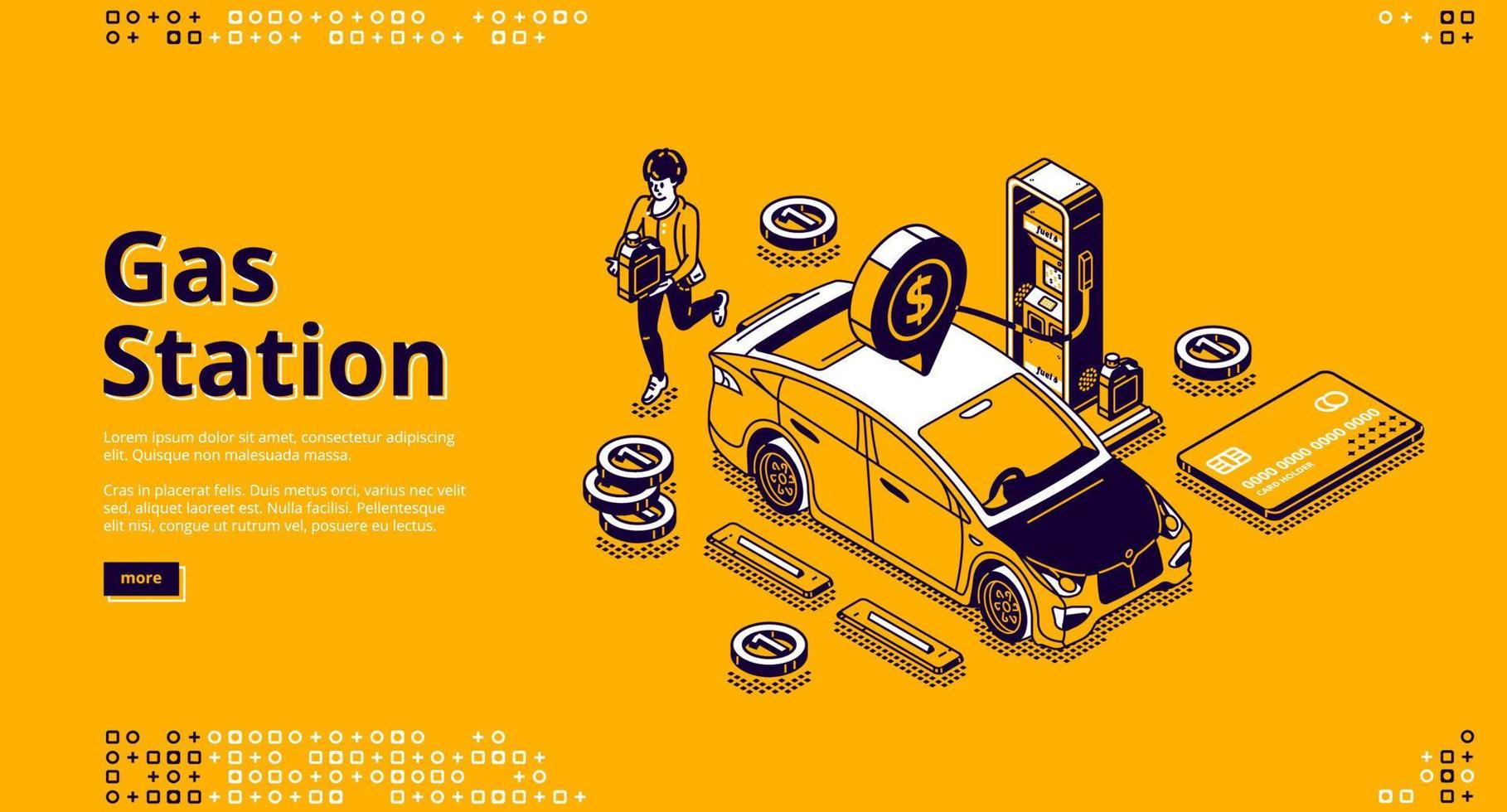 Vector landing page of gas station