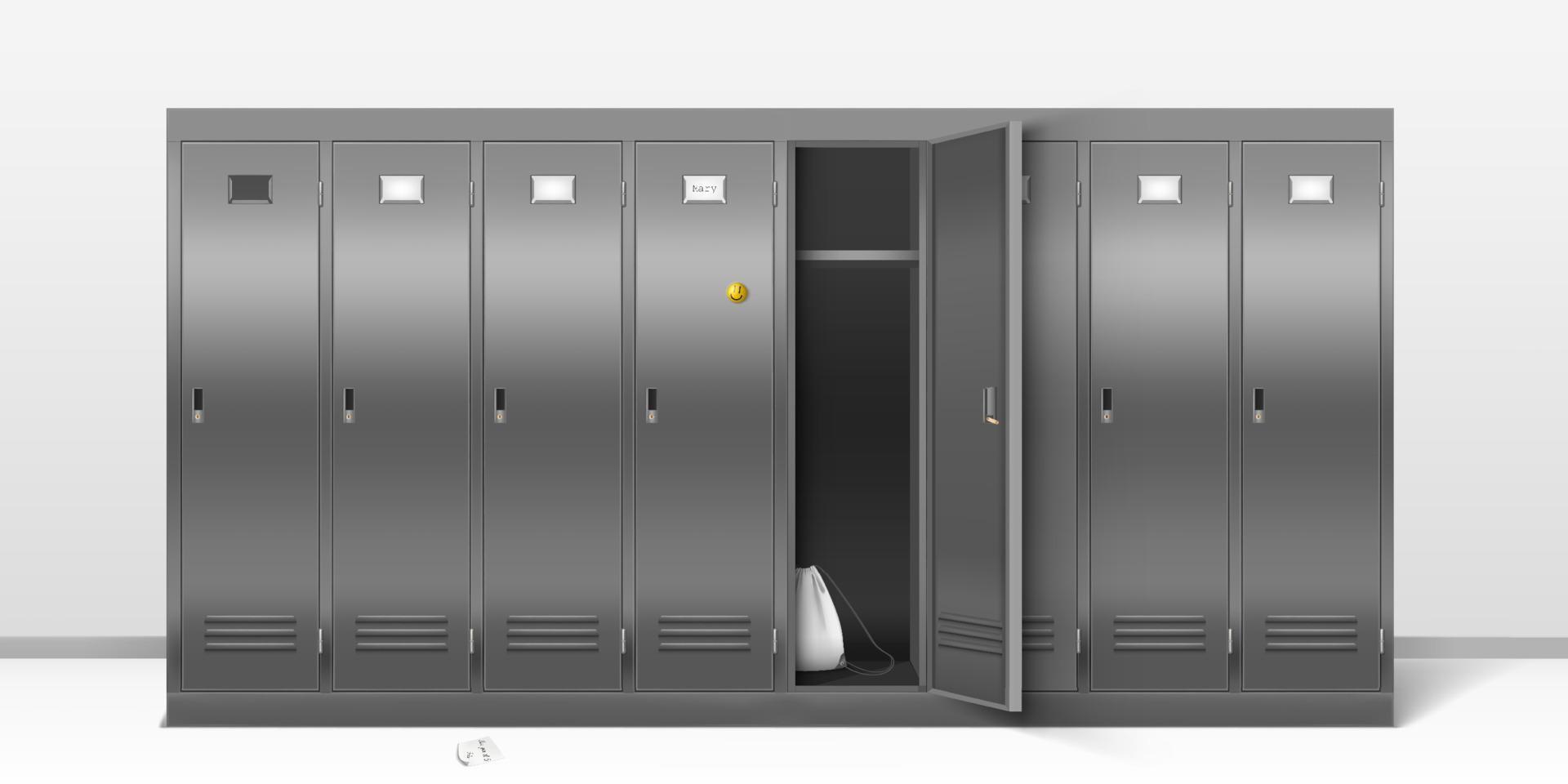 Steel lockers, vector school or gym changing room