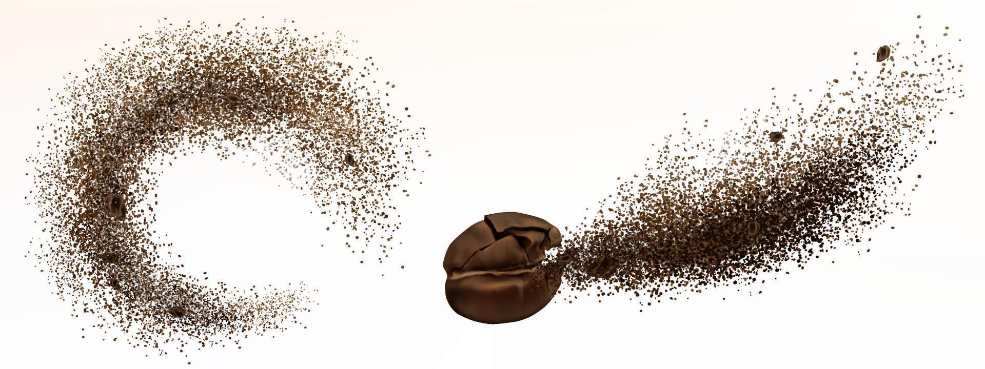 Explosion of coffee bean and arabica ground vector