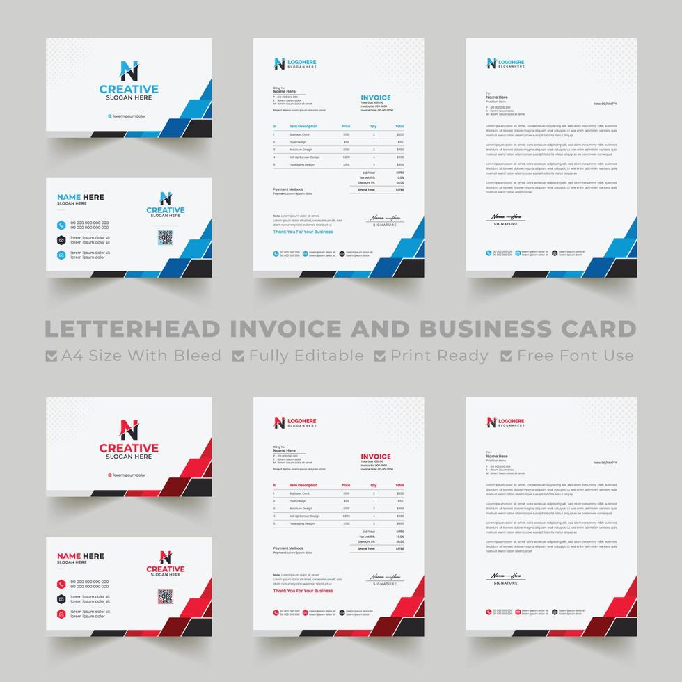 Corporate branding identity design includes Business Card, Invoices, Letterhead Designs, and Modern stationery packs with Abstract Templates vector