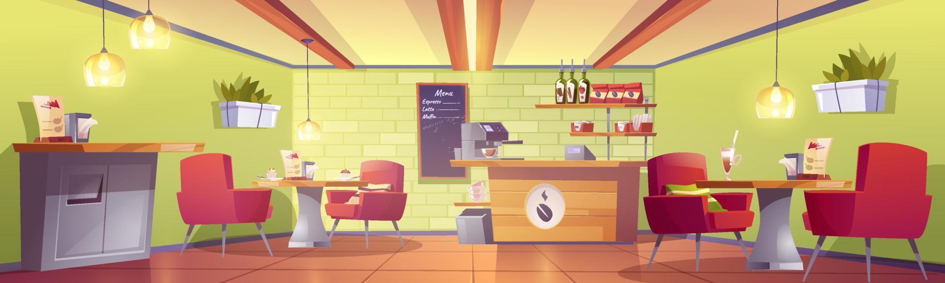 Coffee house or cafe interior with cashier desk vector