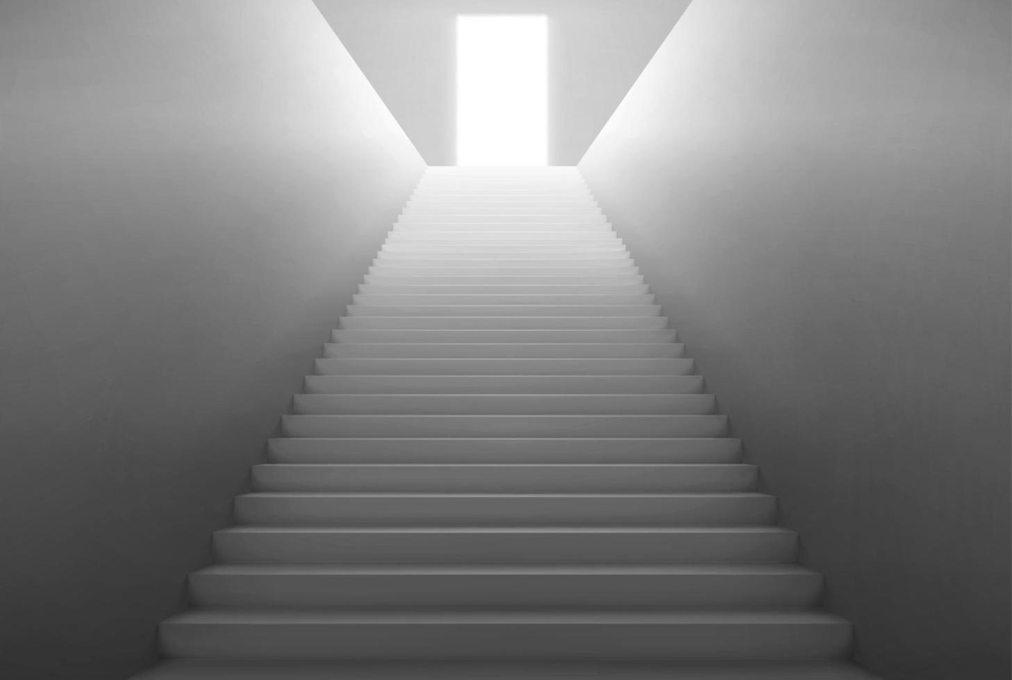 White staircase with light from open door on top vector