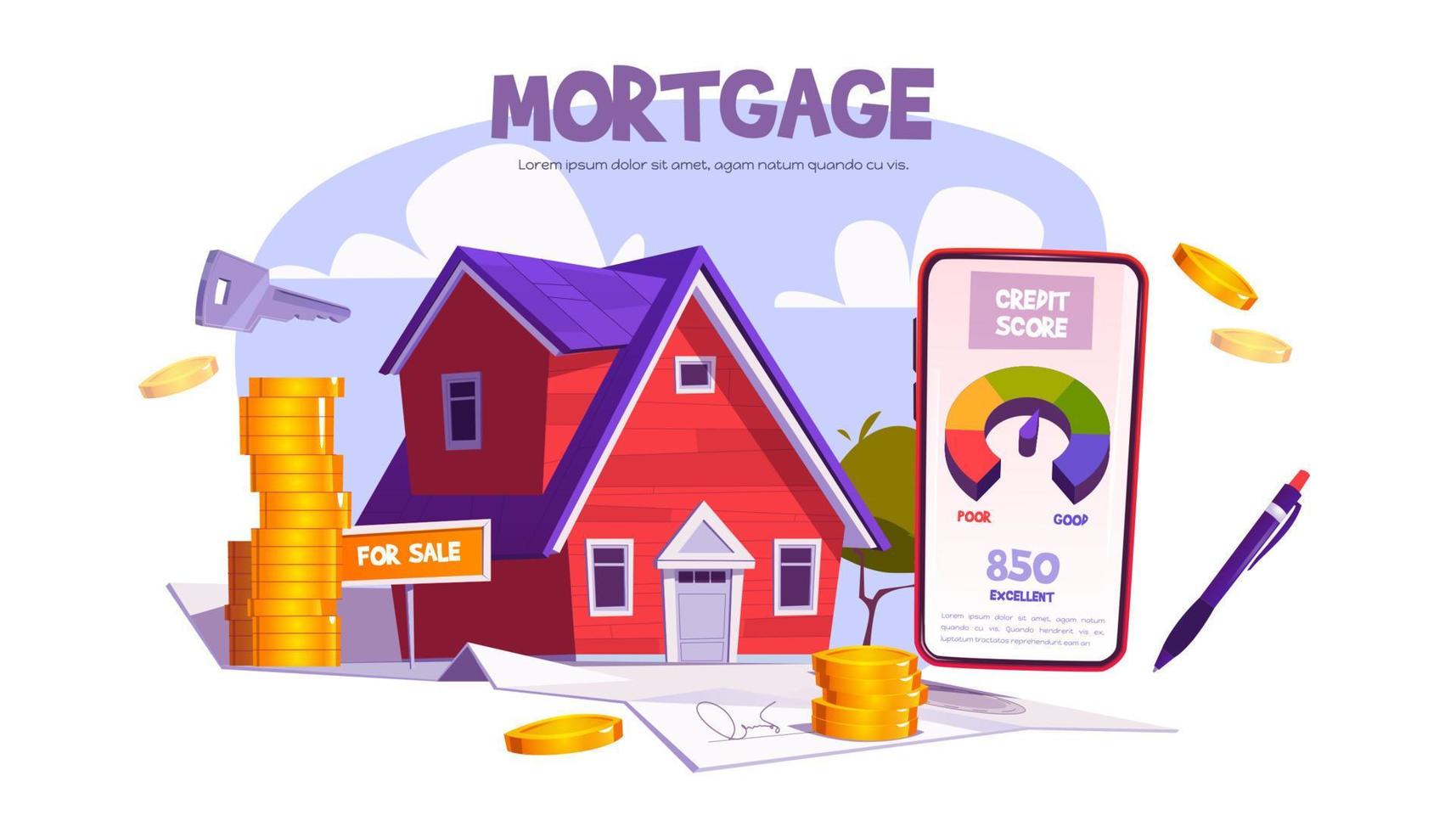 Mortgage, loan for home purchase vector