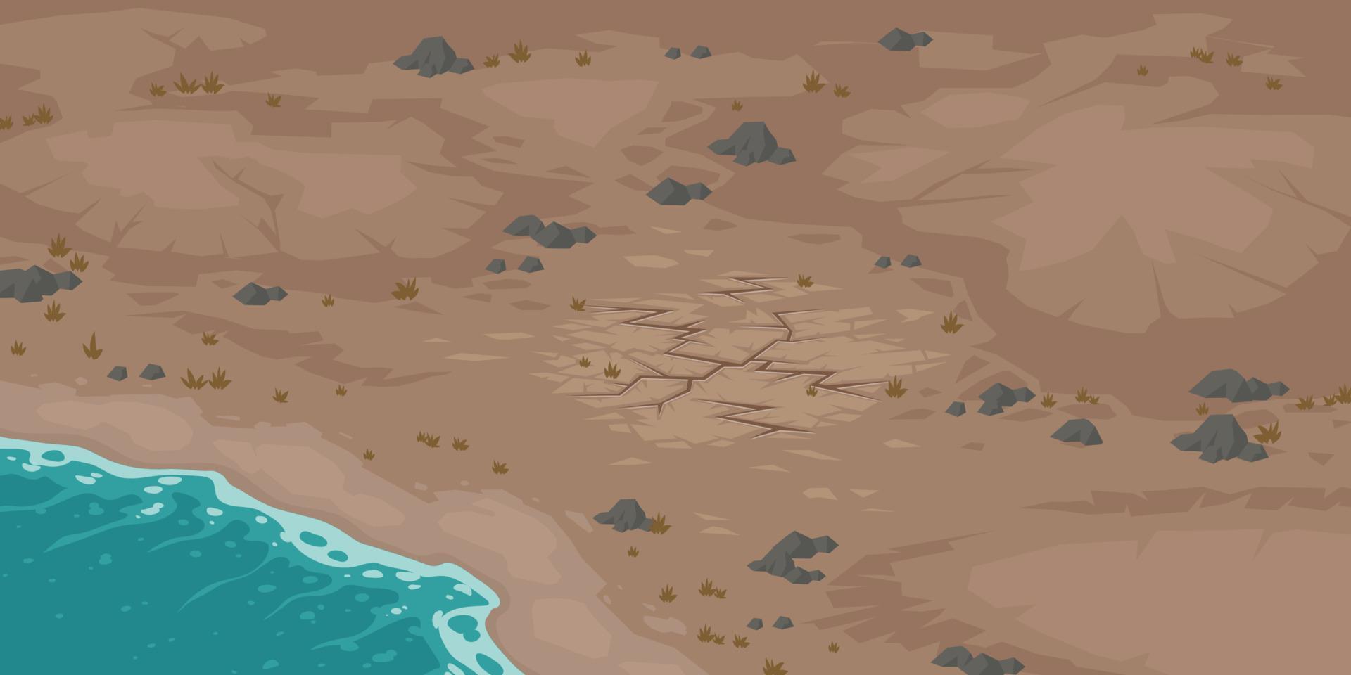 Sea beach and wasteland with dry cracked soil vector