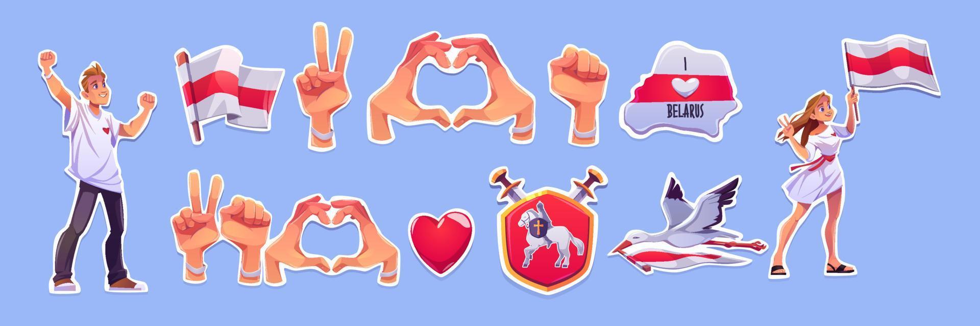 Freedom for Belarus stickers, opposition symbols vector