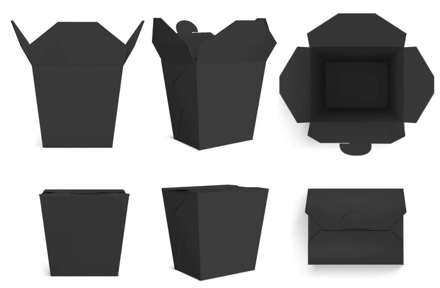 Empty black Wok box, packaging for chinese food vector